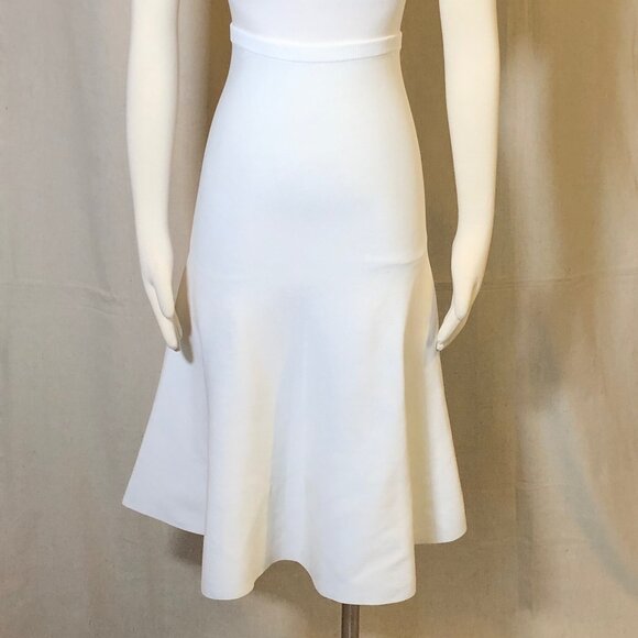 Sandro Paris White horizontal stretch knit flared skirt 1 / S - Picture 1 of 8